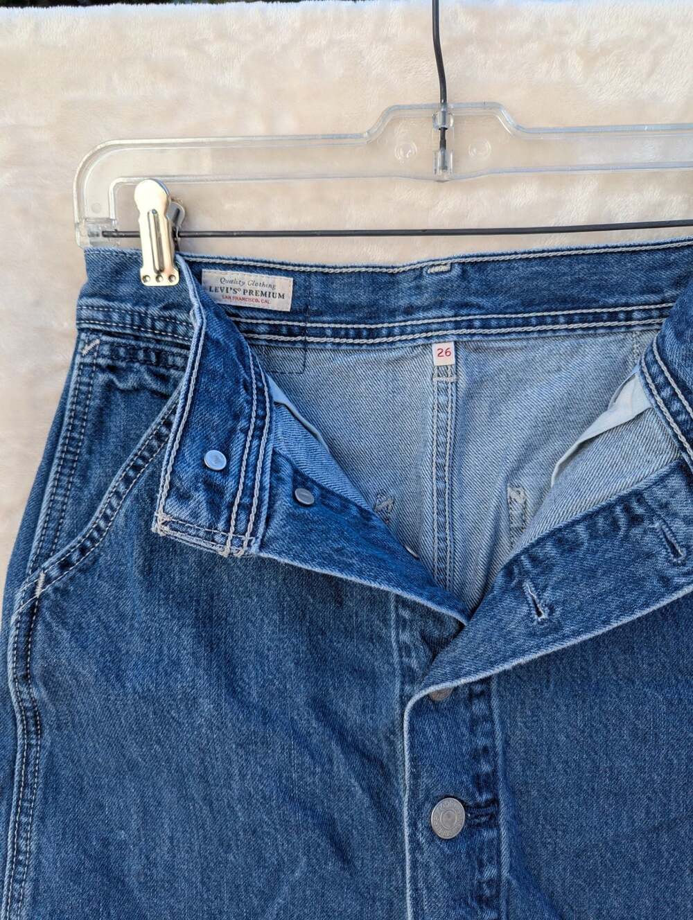Levi's Premium High-Waisted Button-Front Denim Mini Skirt
